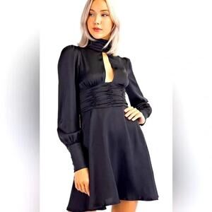 NWT Edit By Nine Small Black Holiday/Special Occasion High Neck Satin Mini Dress